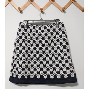 Boden Navy and Cream Floral Mini Skirt